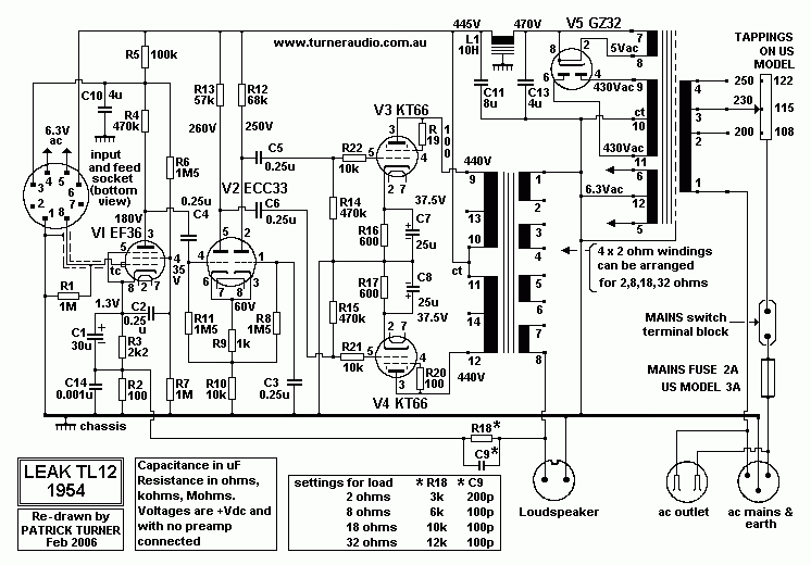 1954 Schematic
          tl12 re-drawn 2006.